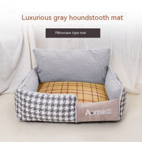 Removable And Washable Pet Bed Four Seasons Universal (Option: Grey-With Mat Cover-M)