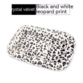 Teddy Bichon Cage Mat Small And Medium Dog Mat TeddyPomeranian Cotton Cushion (Option: Crystal White Velvet Leopard-M Medium About 54X40CM)