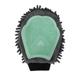 Pet Bathing Brush 2-in-1 Grooming Glove Elegant Dog Grooming Tool For Brushing, Massaging, And Drying Pet Grooming Kit For Dog Cat 2-Sided Bathing Bru (Color: Green)