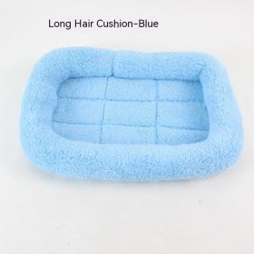 Teddy Bichon Cage Mat Small And Medium Dog Mat TeddyPomeranian Cotton Cushion (Option: Sky Blue Long Hair-M Medium About 54X40CM)