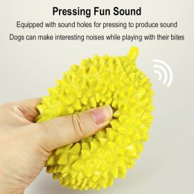 Dog Toys Durian Chew Glue Ball Pet Chewing Toys Dog Tooth Grinding Stick Very Resistant To Biting Teeth Cleaning Balls Puppy Dog Pet Safety Chew Toys (Color: Yellow)