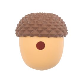 Pet Dog Edible Silicone Acorn Shape Feeding Toy Ball (Option: Brown With Yellow)