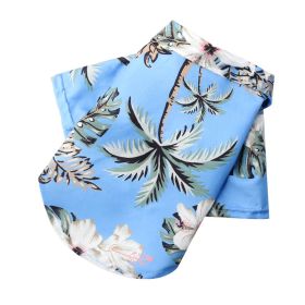 Small And Medium Dogs Beach Pineapple Shirt Hawaiian Pet Dog Cat Golden Retriever Spring And Summer Four Seasons Clothes (Option: Coconut Tree Shirt Sky Blue-XS)