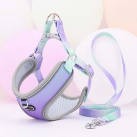 Pet Clothes Hand Holding Rope Out Dog Chest Strap (Option: Light Purple Green-M)