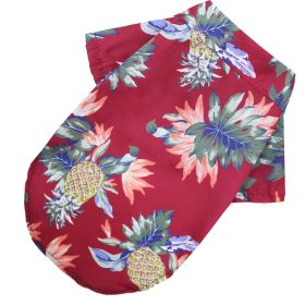 Small And Medium Dogs Beach Pineapple Shirt Hawaiian Pet Dog Cat Golden Retriever Spring And Summer Four Seasons Clothes (Option: Pineapple Shirt Wine Red-S)