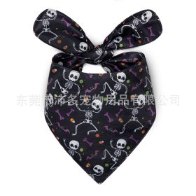 Pet Triangle Halloween Dog Saliva Towel Double Layer (Option: Halloween Skull-S)