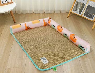 Pet Mat Ice Rattan Weaving (Option: Cartoon Fat Cat-M)