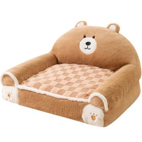 Small And Medium-sized Dogs Teddy Bichon Winter Warm Dehaired Angora Dog Bed Cat Sofa (Option: Brown Bear-45x35cm)