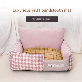 Removable And Washable Pet Bed Four Seasons Universal (Option: Red-With Mat Cover-M)