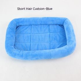 Teddy Bichon Cage Mat Small And Medium Dog Mat TeddyPomeranian Cotton Cushion (Option: Crystal Velvet Blue Short Hair-M Medium About 54X40CM)