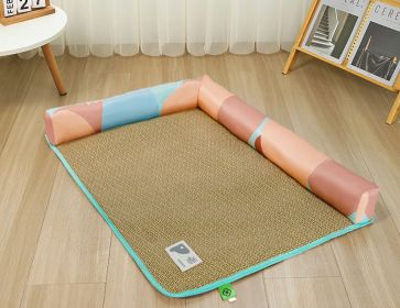 Pet Mat Ice Rattan Weaving (Option: Geometric color block-M)