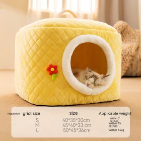 Kennel Four Seasons Universal Removable And Washable Winter Warm House (Option: Yellow-M)