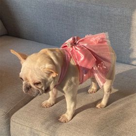 Mesh Dress Skirt Dogs And Cats Bow Pearl (Option: Pink-XXL)